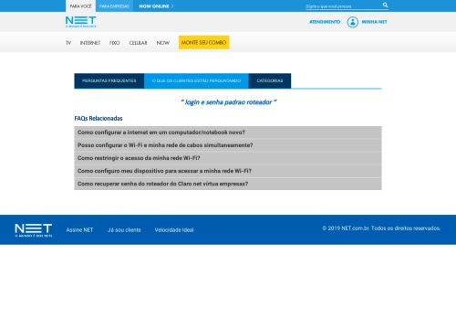
                            4. login e senha padrao roteador - Ajuda Site Oficial da NET