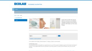 
                            12. Login :: Ecolab Cleaning Validation