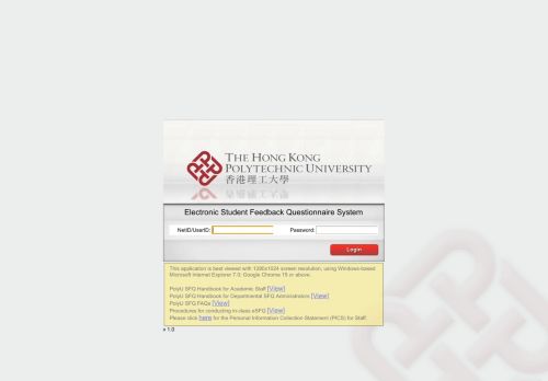 
                            2. Login - Electronic Student Feedback Questionnaire System - PolyU