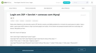 
                            2. Login em JSP + Servlet + conexao com Mysql - Fórum DevMedia