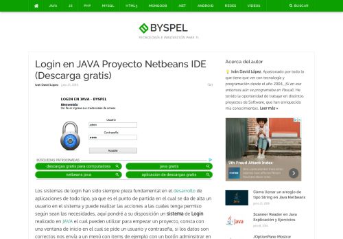 
                            9. Login en JAVA Proyecto Netbeans IDE - Byspel