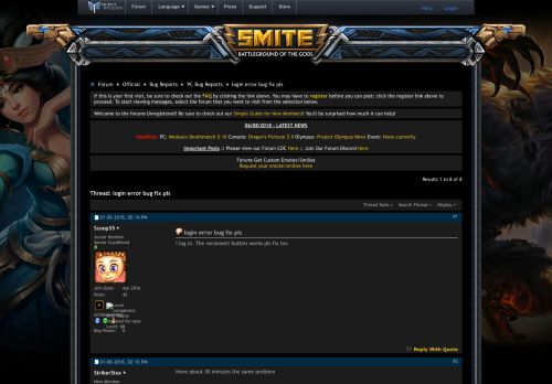 
                            1. login error bug fix pls - Smite Forums