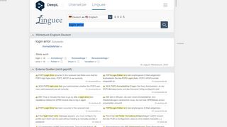 
                            2. login error - Deutsch-Übersetzung – Linguee Wörterbuch