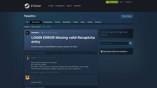
                            1. LOGIN ERROR Missing valid Recaptcha entry :: Paladins Help ...