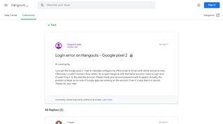 
                            12. Login error on Hangouts - Google pixel 2 - Google Product Forums