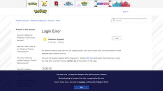 
                            2. Login Error – Pokémon Support