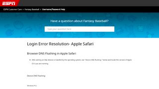 
                            11. Login Error Resolution- Apple Safari – ESPN Customer Care