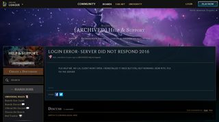 
                            3. login error- server did not respond 2016 - League of Legends Boards