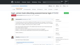 
                            4. login_errors hook disturbing woocommerce login · Issue #15492 ...