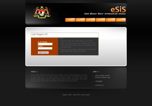 
                            10. Login eSIS - eSIS - Sumber Maklumat PPPT