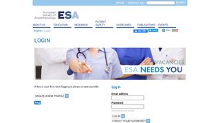 
                            9. Login - European Society of Anaesthesiology