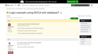 
                            5. Login example using MVC4 with database? | The ASP.NET Forums