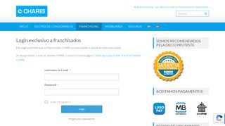 
                            11. Login exclusivo a franchisados - Gestão de Condomínios CHARIB