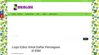 
                            8. Login Ezbiz Untuk Daftar Perniagaan di SSM | Skoloh