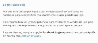 
                            8. Login Facebook :: Ajuda do Fastcommerce