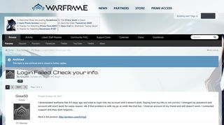 
                            2. Login Failed. Check your info. - PC Bugs - Warframe Forums