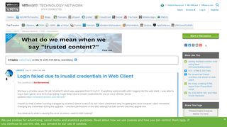 
                            1. Login failed due to invalid credentials in Web Client - VMware ...