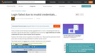
                            5. Login failed due to invalid credentials... - VMware Forum ...
