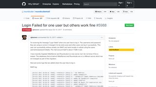 
                            1. Login Failed for one user but others work fine · Issue #5988 ... - GitHub