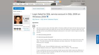 
                            2. Login failed for SQL service account in SQL 2008 on Windows 2008 ...