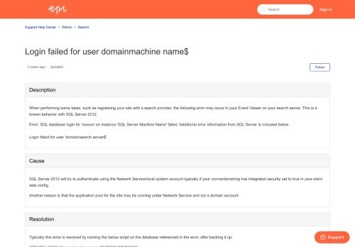 
                            8. Login failed for user domainmachine name$ – Support Help Center