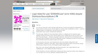 
                            2. Login failed for user 'DOMAIN\user' (error 4060) despite ...