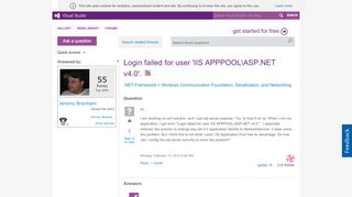 
                            7. Login failed for user 'IIS APPPOOL\ASP.NET v4.0'. - MSDN - Microsoft