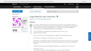 
                            12. Login failed for user 'miovision'. - MSDN - Microsoft