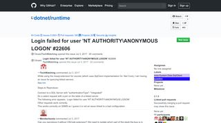 
                            5. Login failed for user 'NT AUTHORITY\ANONYMOUS LOGON' · Issue ...