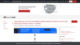 
                            8. Login failed for user 'NT AUTHORITY\ANONYMOUS LOGON' on Azure SQL ...