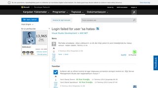 
                            7. Login failed for user 'sa hatası - MSDN - Microsoft