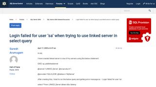 
                            4. Login failed for user 'sa' when trying to use linked server in ...