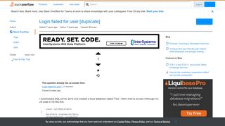 
                            1. Login failed for user - Stack Overflow