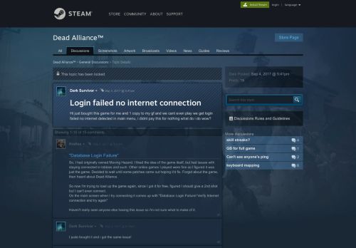 
                            3. Login failed no internet connection :: Dead ... - Steam Community