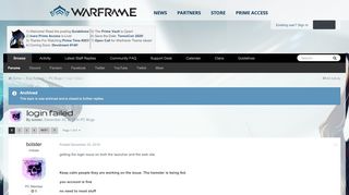 
                            3. login failed - PC Bugs - Warframe Forums