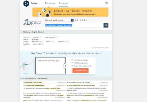 
                            6. login failed. please try again - Spanish translation – Linguee