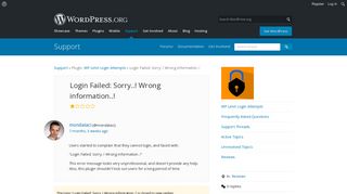 
                            1. Login Failed: Sorry..! Wrong information..! | WordPress.org