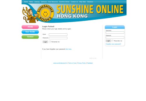 
                            3. Login Failed! - Sunshine Online - Login