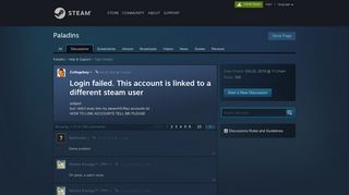 
                            8. Login failed. This account is linked to a different steam user :: Paladins ...