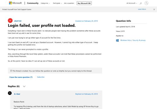 
                            5. Login failed, user profile not loaded. - Microsoft Community