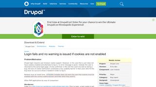 
                            1. Login fails and no warning is issued if cookies are not enabled - Drupal