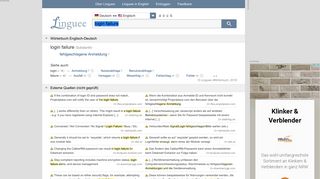 
                            3. login failure - Deutsch-Übersetzung – Linguee Wörterbuch