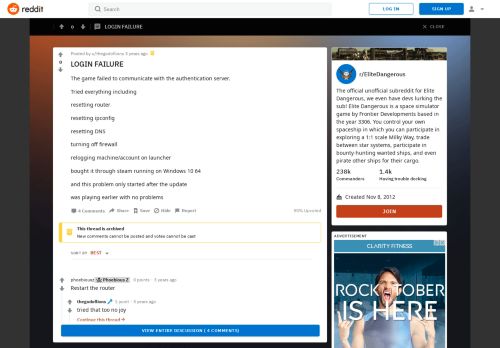 
                            4. LOGIN FAILURE : EliteDangerous - Reddit