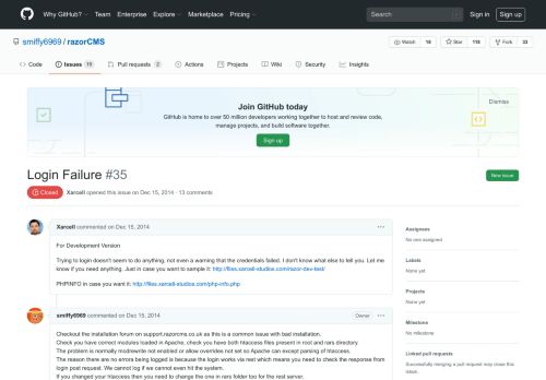 
                            7. Login Failure · Issue #35 · smiffy6969/razorCMS · GitHub