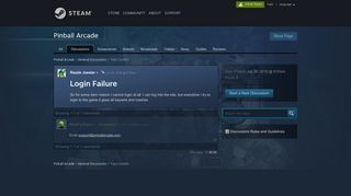 
                            3. Login Failure :: Pinball Arcade General Discussions - Steam Community