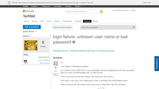 
                            2. login failure: unknown user name or bad password - Microsoft