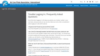 
                            7. Login FAQ - ALPA