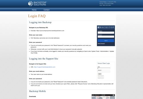 
                            2. Login FAQ - Backstop Solutions Group Support