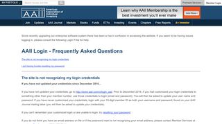 
                            3. Login FAQs - AAII: The American Association of Individual Investors