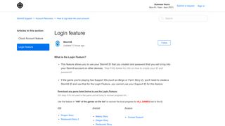 
                            2. Login feature – Storm8 Support